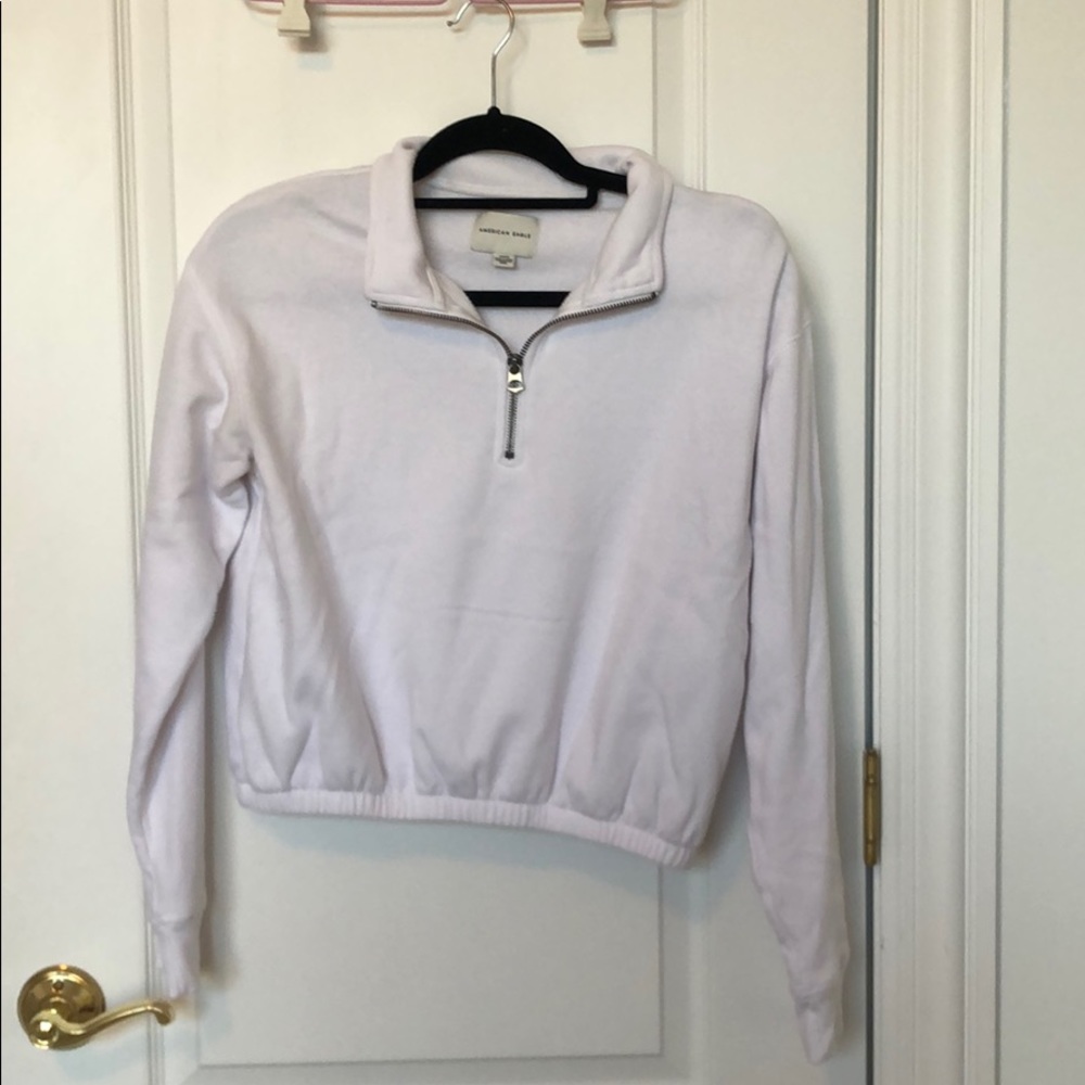 White Cropped Quarter Zip